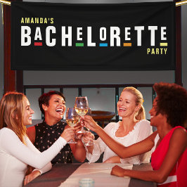 Retro 90s Kleurrijke Bachelorette-feestje Zwart Spandoek