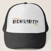Retro 90s Kleurrijke Bachelorette Party Zwart Trucker Pet (Voorkant)