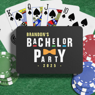 Retro 90s Kleurrijke Das Bachelorfeest Zwart Pokerkaarten
