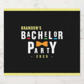 Retro 90s Kleurrijke Das Bruiloft Zwart Bier Etiket (Enkel label)