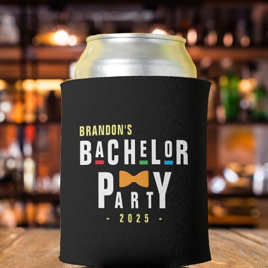 Retro 90s Kleurrijke Das Bruiloft Zwart Blikjeskoeler