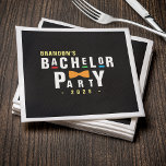 Retro 90s Kleurrijke Das Bruiloft Zwart Servet<br><div class="desc">Kleurrijke 90s retro bruiloft servetten voor een bruidegom.  Personaliseer het met uw evenementdetails.</div>