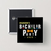 Retro 90s Kleurrijke Zijden Strik Bruiloft Zwart Vierkante Button 5,1 Cm (Voorkant /achterkant)