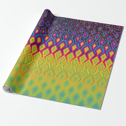 Retro 90s levendig Neon Colour Abstract Pattern Cadeaupapier (Uitgerold)