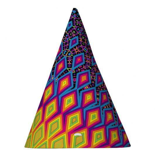 Retro 90s levendig Neon Colour Abstract Pattern Feesthoedjes (Rechts)