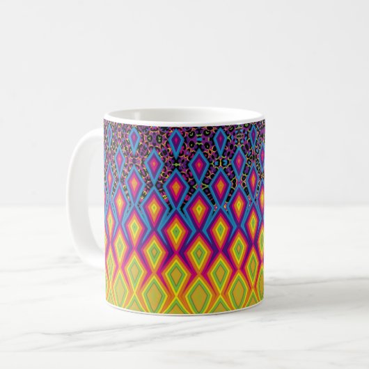 Retro 90s levendig Neon Colour Abstract Pattern Koffiemok (Voorkant links)