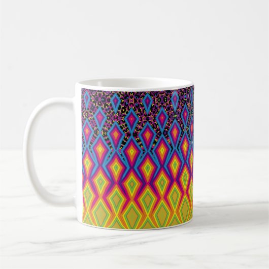 Retro 90s levendig Neon Colour Abstract Pattern Koffiemok (Links)