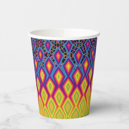 Retro 90s levendig Neon Colour Abstract Pattern Papieren Bekers (Links)