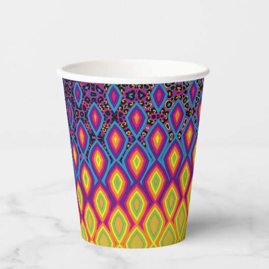 Retro 90s levendig Neon Colour Abstract Pattern Papieren Bekers (Voorkant)