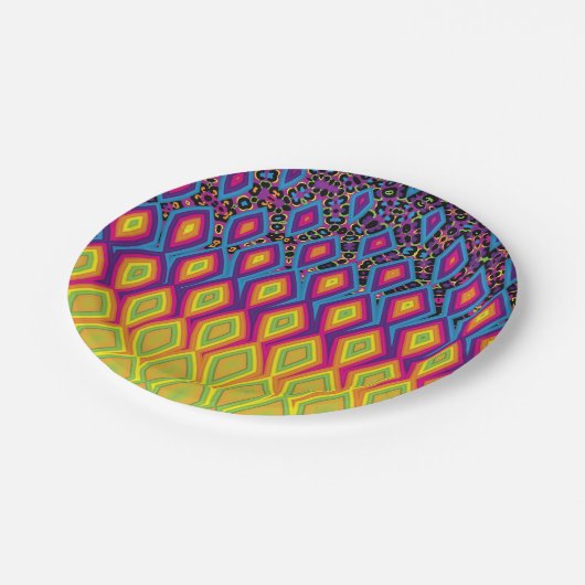 Retro 90s levendig Neon Colour Abstract Pattern Papieren Bordje (Gekanteld)