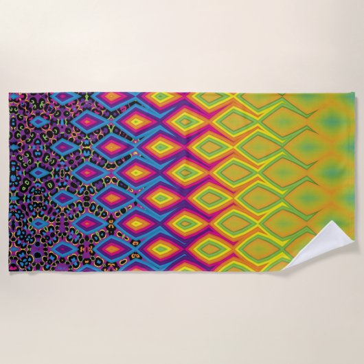 Retro 90s levendig Neon Colour Abstract Pattern Strandlaken (Voorkant)