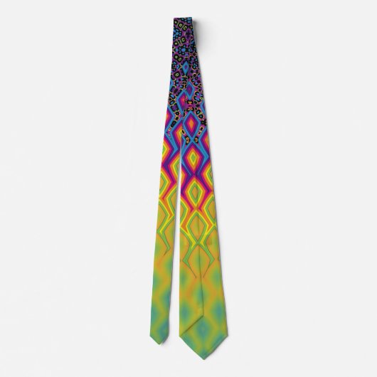 Retro 90s levendig Neon Colour Abstract Pattern Stropdas (Achterkant)
