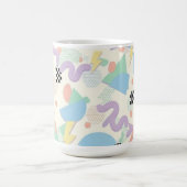 Retro 90s Memphis Aesthetic Pattern Latte Mug Koffiemok (Center)