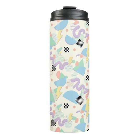 Retro 90s Memphis Aesthetic Pattern Latte Mug Thermosbeker (Voorkant)