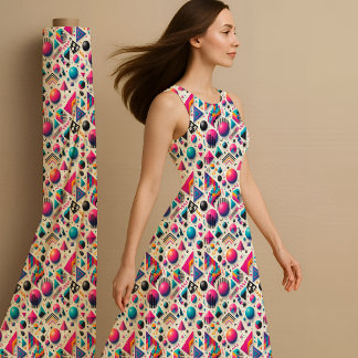 Retro 90s Memphis Geometric Neon Bold Fabric Print Stof