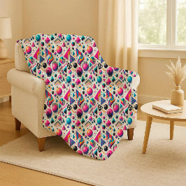 Retro 90s Memphis Geometric Neon Bold Sherpa Blank Deken