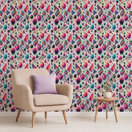 Retro 90s Memphis Geometric Neon Bold Wallpaper Behang