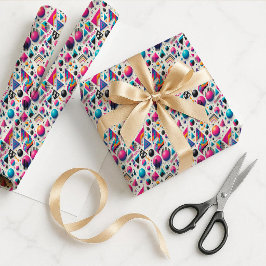 Retro 90s Memphis Geometric Neon Gift Wrap Paper Cadeaupapier