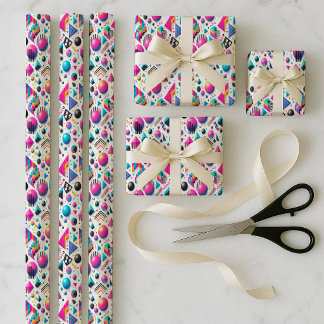 Retro 90s Memphis Geometric Neon Wrapping Bundle Inpakpapier Vel