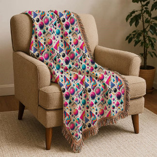 Retro 90s Memphis Geometrisch Neon Krachtige Worp  Deken