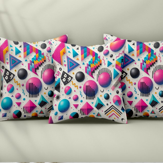 Retro 90s Memphis Geometrische Neon Kussen Deken K (Retro 90s Memphis Geometric Neon Bold Throw Pillow)