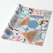 Retro 90s Memphis Pattern Cadeaupapier (Uitgerold)