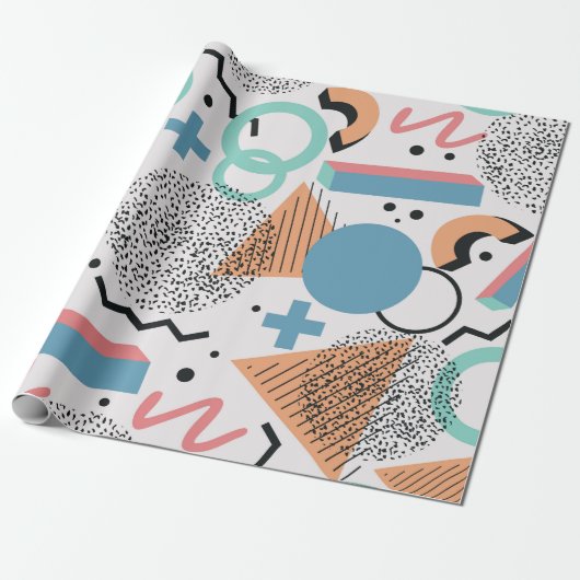 Retro 90s Memphis Pattern Cadeaupapier (Uitgerold)