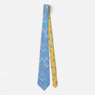 Retro 90s Memphis Zig-Zag Geheime Verhaalboek Neck Stropdas