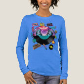 Retro 90s Midnight Wolf & Boombox Circular Collage Tri-Blend Shirt (Voorkant)