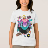 Retro 90s Midnight Wolf & Boombox Circular Collage Tri-Blend Shirt (Voorkant)