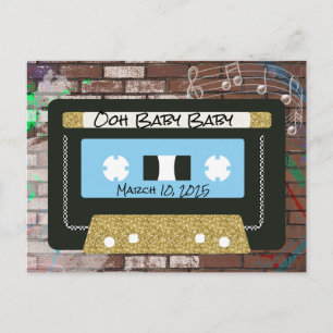 Retro 90's mixtape  Hip Hop BOY Shower Invitation Briefkaart