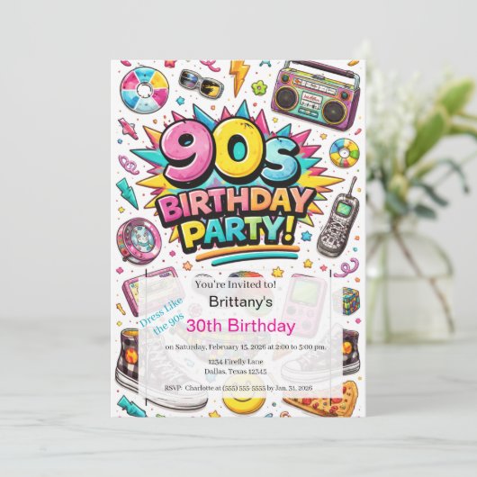 Retro 90s Modern 30th Birthday Kaart (Staand voorkant)