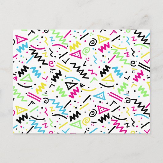 Retro 90's Neon Pink Green Blue Gellow Doodle Briefkaart (Voorkant)