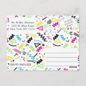 Retro 90's Neon Pink Green Blue Gellow Doodle Briefkaart (Achterkant)