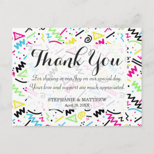 Retro 90's Neon Pink Green Blue Gellow Doodle Briefkaart