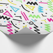 Retro 90's Neon Pink Green Blue Gellow Doodle Cadeaupapier (Hoek)