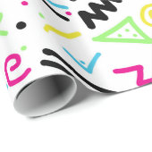 Retro 90's Neon Pink Green Blue Gellow Doodle Cadeaupapier (Rol Hoek)