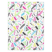 Retro 90's Neon Pink Green Blue Gellow Doodle Tafelkleed (Voorkant)