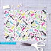 Retro 90's Neon Pink Green Blue Gellow Doodle Tissuepapier (Craft)