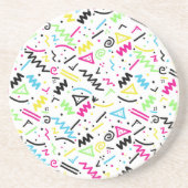Retro 90's Neon Pink Green Blue Gellow Doodle Zandsteen Onderzetter (Voorkant)