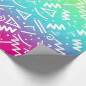 Retro 90's Neon Rainbow Sketched Doodle Cadeaupapier (Hoek)