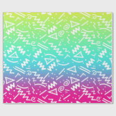 Retro 90's Neon Rainbow Sketched Doodle Cadeaupapier (Vlak)