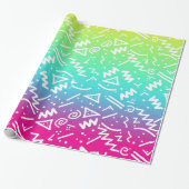 Retro 90's Neon Rainbow Sketched Doodle Cadeaupapier (Uitgerold)