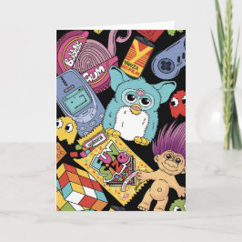 Retro 90s Nostalgie Doodle Patroon Speelgoed en Te Kaart