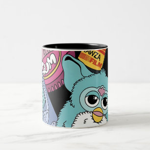 Retro 90s Nostalgie Doodle Patroon Speelgoed en Te Tweekleurige Koffiemok