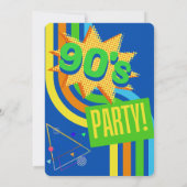 Retro 90's Party Bright Blue Nostalgische Verjaard Kaart (Achterkant)