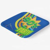Retro 90's Party Bright Blue Nostalgische Verjaard Papieren Bordje (Gebogen)