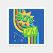 Retro 90's Party Bright Blue Nostalgische Verjaard Servet (Voorkant)