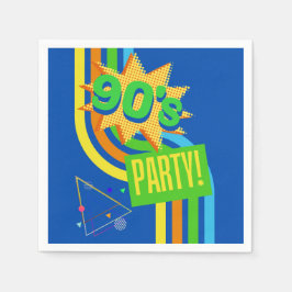 Retro 90's Party Bright Blue Nostalgische Verjaard Servet