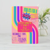 Retro 90's Party Roze Nostalgische Verjaardag Kaart (Staand voorkant)